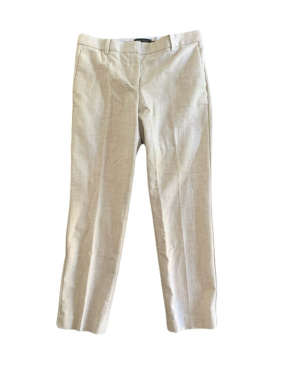 NEW Ann Taylor Size 4 Cream Beige Textured The Ankle Straight Pants Career